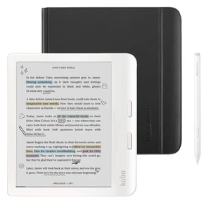 Kobo Libra Colour (White) eReader with Black Notebook SleepCover & White... - Picture 1 of 8