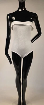 TRAJE BODY SEXY ITALIANO VINTAGE DEADSTOCK AÑOS 80 JERSEY DE ALGODÓN BLANCO SIN MANGAS Foto 1 de 4