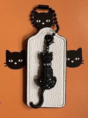 Genuino Coach XL 2.5” Cuero Tiza Etiqueta Colgante Negro sobre Negro Gatito Gato Dije Nuevo Foto 1 de 4