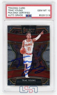 Trae Young Atlanta Hawks Signed 2019-20 Panini Select #33 PSA/DNA GEM MT 10 - Image 1 of 3