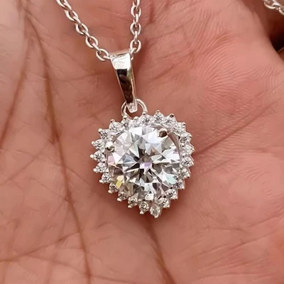 Colgante solitario de diamantes blancos de 5,30 quilates certificado en plata 925 regalo para mujer Foto 1 de 4