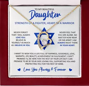Collar Regalo Para Hija Judía De Papá O Mamá Corazón Dorado 14K Idea Cumpleaños - Imagen 1 de 30