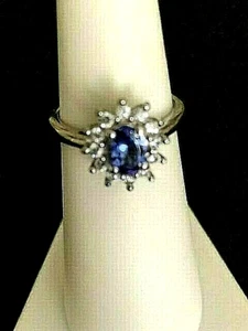 Tansanit Halo Solitär Ring Platin über Sterlingsilber - 1,10 ctw Gr. 5 - Bild 1 von 6