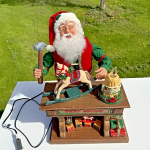 Vintage Santa at Workbench Animated, Musical & Lighted by Traditions 20" READ - Picture 1 of 9