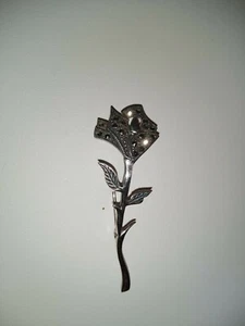 Vintage Sterling Silber 2,25" Blume Brosche mit Markasiten - Bild 1 von 3