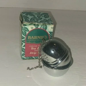 Chrome Plated Tea Ball w/ Drip Cup from Barnie's Coffee & Tea Company - Picture 1 of 4