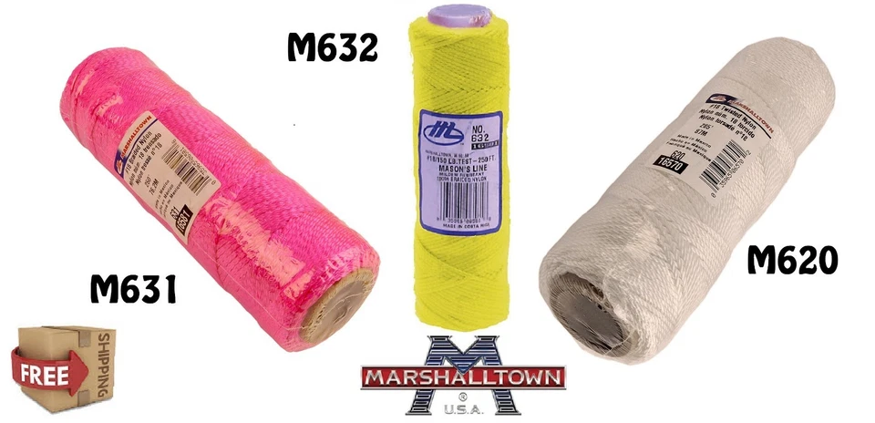 Marshalltown 250ft/76m Nylon Braided HI-Vis Bricklayers Mason Line M620 285'/87m