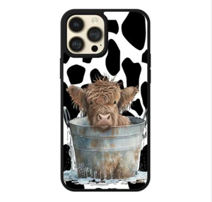 Cow Print Highland Cow Western Phone Case Durable Shockproof Girl Gift - Picture 1 of 14