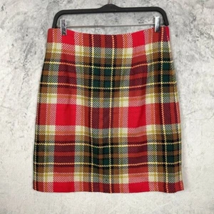 Vintage Y2K Academia Wool Tartan Mini Skirt 12P Red Preppy Schoolgirl Classic - Picture 1 of 5