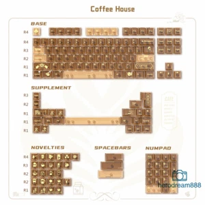 Coffee House Theme Keycaps PC 153 Keycap Cherry Height For Cherry MX Keyboard - Picture 1 of 8