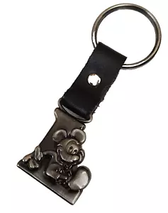 Disney Letter L Initial Metal Pewter Keychain Keyring Mickey Mouse Peeking - Picture 1 of 9