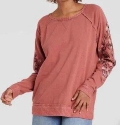 Sudadera cómoda Knox Rose en coral quemado BOHO bordada mangas florales nueva con etiquetas Foto 1 de 4