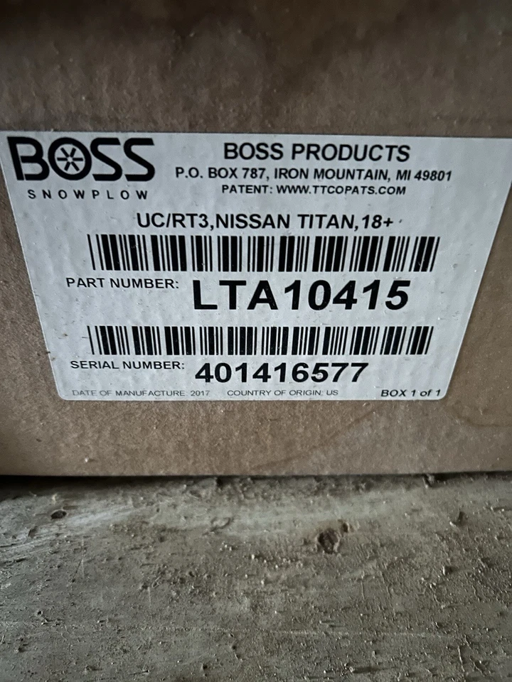 Boss Snow Plow Undercarriage For 2018 Plus Nissan Titan XD Part Number LTA10415 - Image 1 of 1