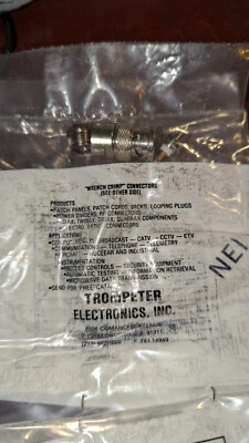 (5) Trompeter TEI 14949 PL20-2 Coax RF BNC Plug 50 Ohm Wrench CRMP STR NEW - Image 1 of 4