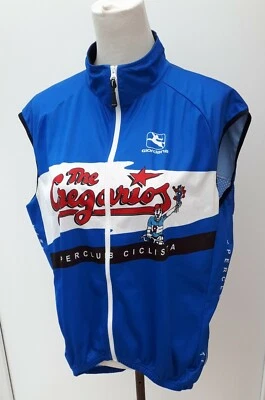 Giordana Mens Size XL Blue White Cycling Gilet Full Zip Sleeveless Jacket Jersey — 第 1/4 张图片