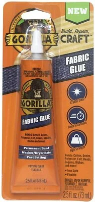 Gorilla Waterproof Fabric Glue 2.5 Ounce, 1-Pack, Clear