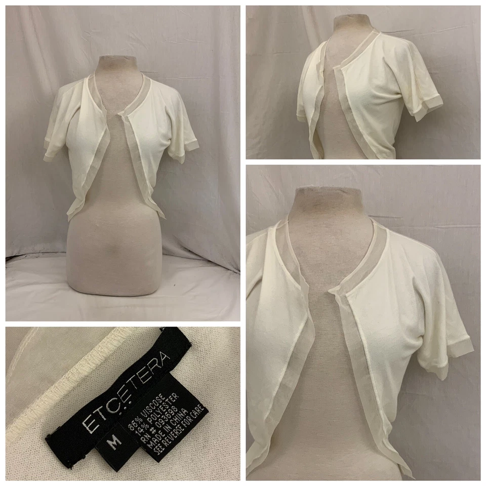 Etcetera Shirt M White Short Sleeve Pullover Viscose Polyester YGI Y1-917 - Image 1 of 4