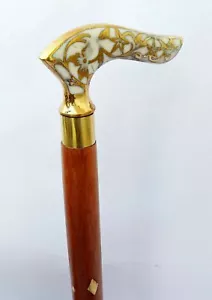 Bastone pieghevole da passeggio stile da passeggio manico a sirena nuovo design ottone intagliato - Foto 1 di 5
