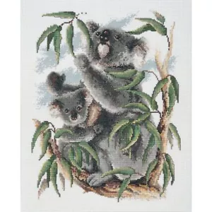 Koalas in a gumtree - DMC Counted Cross Stitch Kit - Australiana/Fauna - Picture 1 of 1