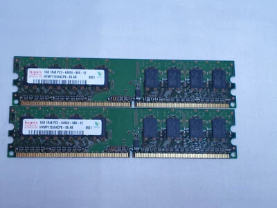 Two - 1GB 1RX8 PC2 6400U 666 12 Computer Memory Pair --Tested - Image 1 of 4