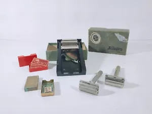2 Rasoirs Mécaniques Gillette I4 M1 et Aiguiseur Allegro / 1960's USA Suisse - Photo 1/10