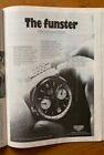 Montre Carrera TAG Heuer annonce imprimée Funster 1970 Ephemera originale, Rolex etc.