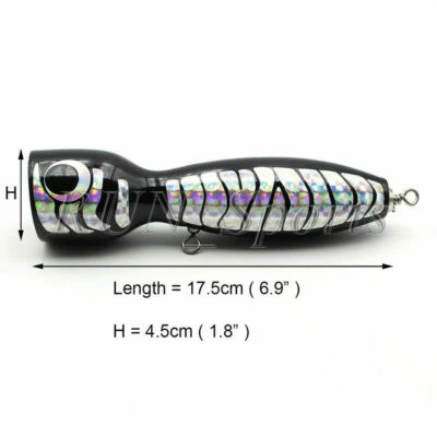 Señuelo de atún de pesca de mar superficie superior GT Popper GT Popper de madera dura hecho a mano Foto 1 de 4