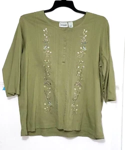 A Shenanigans Women's Plus Top Coastal Grandma Cottage Core Career Comfort 2X - Picture 1 of 9