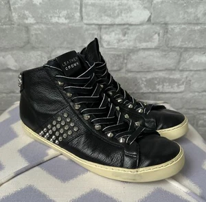 Leder Krone defekt schwarz Hand Made in Italy Nieten High Top Sneaker EU 40 US 8 - Bild 1 von 20