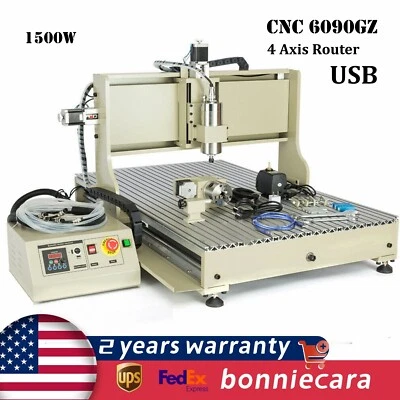4轴VFD 6090数控路由器雕刻机3D雕刻工艺钻铣机USB — 第 1/4 张图片