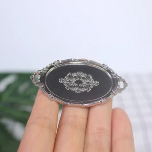 2PC Dollhouse Miniature 1:12 Scale Carved Tray Silver Tableware Metal Accessory - Picture 1 of 5