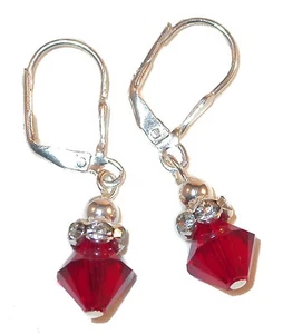 Pendientes de piedra de nacimiento de plata de ley con elementos de Swarovski de cristal rojo siam - Imagen 1 de 5