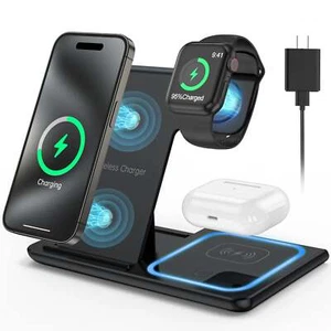 3 in 1 Wireless Charger, 18W Fast Charger Pad Stand Charging Station Dock for - Picture 1 of 10
