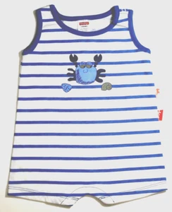 Mono/body de 1 pieza para niños de 12 meses (blanco con rayas azules reales-cangrejo) nuevo con etiquetas - Imagen 1 de 2