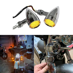 Luces de señal de giro LED cromadas para motocicleta 2 piezas para Harley Davidson Softail - Imagen 1 de 11