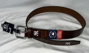 New York Yankees Leather Belt Mens 34-36 Genuine Merchandise Brown MLB - Picture 1 of 11