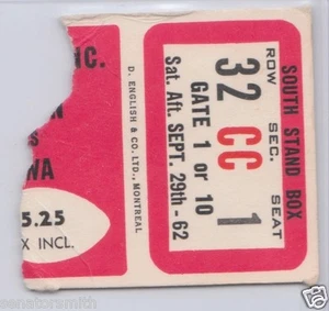 Vintage 1962 Ottawa Rough Riders CFL Ticket vs Ti-Cats - Russ Jackson scores 2 - Bild 1 von 1