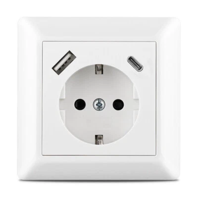 230V USB-Steckdose, passend für Gira System 55, JUNG AS 500, Reinweiß glänzend - Bild 1 von 4