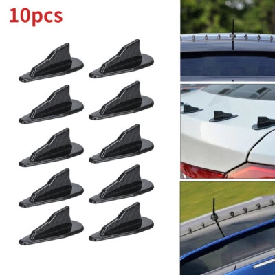 BLACK CARBON FIBER VORTEX GENERATOR 10PCS EVO ROOF SHARK FINS SPOILER WING KIT - Изображение 1 из 4