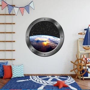 Earth Window Porthole Vinyl Wall Decal VWAQ - PS11 - Picture 1 of 3