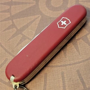 Victorinox Knife Switzerland Swiss Army Sak 84mm Recruit Red Textured Handles - Picture 1 of 8