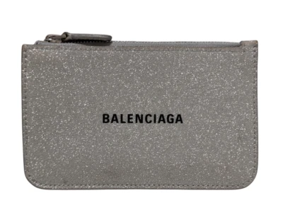 正品 Balenciaga 硬币盒卡盒亮片银色 637130 卡夹 — 第 1/4 张图片