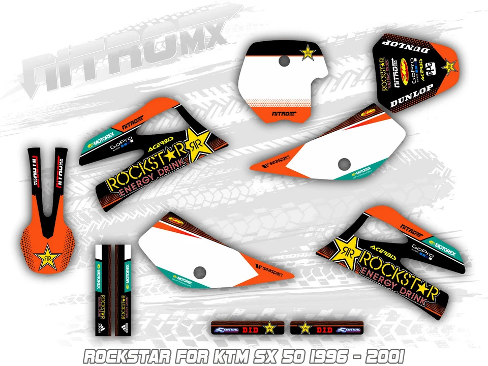 NitroMX 图形套件适用于 KTM SX 50 SX50 1996 1997 1998 1999 2000 2001 年贴花 MX — 第 1/1 张图片