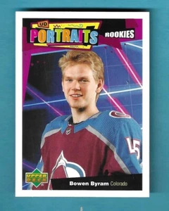 Tarjeta de novato Bowen Byram 2020-21 UD RETRATOS - RC #P-82 COLORADO AVALANCHA - Imagen 1 de 2