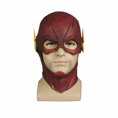 The Flash Mask Cosplay Allen Red Helmet Halloween Superhero Hood Full Face Latex - Image 1 of 4