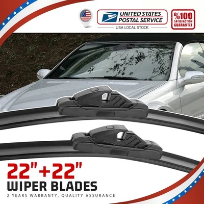 For 06-2007 Mercedes-Benz C280 C350 Bracketless Windshield Wiper Blades 22"&22" - Image 1 of 4