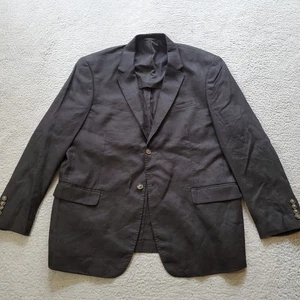 Tasso Elba Blazer Cappotto Sportivo Giacca Uomo 2XL XXL Nero 100% Lino Sfoderato Casual - Foto 1 di 18