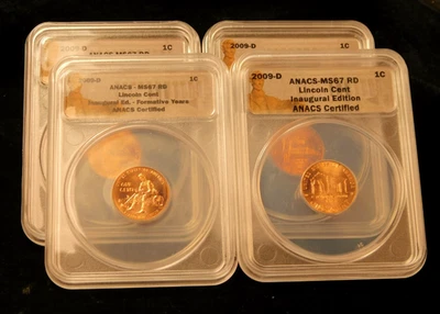 2009-D Lincoln Bicentennial Cent 4 Coin Set - All 4 Coins ANACS MS67RD - Image 1 of 4
