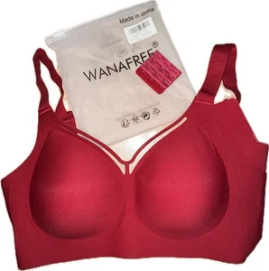 WANAFREE Women’s Red Bra Size Medium~Extra Hooks ~ No Wire ~ Soft Padded Cup~NEW - Picture 1 of 13