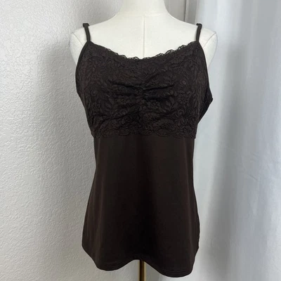 Top de Colección Fairygrunge Para Mujer Grande Marrón Encaje Cami Y2K Capricho Suave Grunge Foto 1 de 4